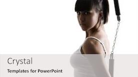  Presentation with exercise sport - Audience pleasing slide deck consisting of sport karate girl doing exercise with nunchaku fitness woman silhouette studio shot over white background backdrop and a light gray colored foreground