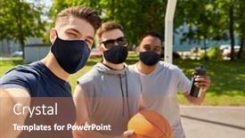  Presentation with outdoor games - Presentation design having sport-leisure-games-and-male background and a coral colored foreground