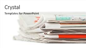  Presentation with newspapers - Slides consisting of sport media - stack of newspapers isolated background and a  colored foreground