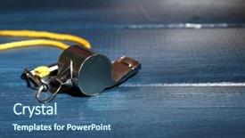  Presentation with whistle - Colorful slide deck enhanced with sport metal whistle on color backdrop and a ocean colored foreground