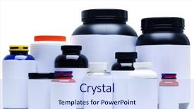  Presentation with supplement - Slide deck with sport nutrition supplement containers isolated background and a sky blue colored foreground