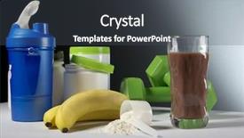  Presentation with supplement - Colorful slide set enhanced with sport nutrition supplement containers backdrop and a dark gray colored foreground