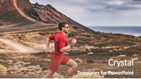  Presentation with marathon running race - Theme with sport outdoor in nature ultra background and a tawny brown colored foreground