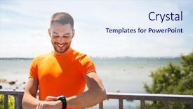  Presentation with young healthy people - PPT theme enhanced with sport people technology and healthy background and a sky blue colored foreground