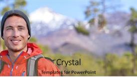  Presentation with hiking mountain - PPT layouts featuring sport person with backpack jacket background and a coral colored foreground