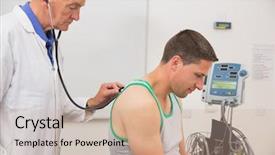  Presentation with physiology - Slides consisting of sport physiology - doctor listening to patient background and a coral colored foreground