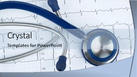  Presentation with heart disease - Colorful PPT layouts enhanced with sport physiology - stethoscope and electrocardiogram symbolic photo backdrop and a light blue colored foreground
