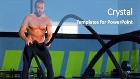  Presentation with army fitness - Presentation enhanced with sport practice - fitness battling ropes at gym background and a teal colored foreground