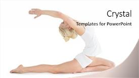  Presentation with stretching - Cool new PPT theme with sport practice - full length side view backdrop and a  colored foreground