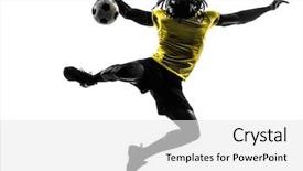  Presentation with one person black shadow - Cool new slide deck with sport practice - one black brazilian soccer football backdrop and a  colored foreground
