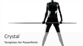  Presentation with sad woman silhouette - Audience pleasing presentation consisting of sport practice - one caucasian woman javelin thrower backdrop and a  colored foreground