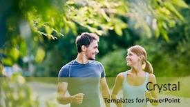  Presentation with nurse running - Audience pleasing PPT theme consisting of sport practice - photo of happy couple running backdrop and a yellow colored foreground