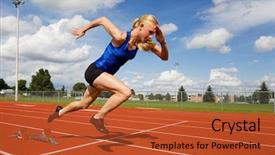  Presentation with athlete track or running track - Slide deck featuring sport practice - track athlete exploding background and a red colored foreground