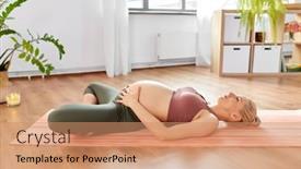 Presentation with woman sport - Slide set consisting of sport-pregnancy-and-people-concept background and a coral colored foreground