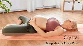  Presentation with woman sport - PPT theme having sport-pregnancy-and-people-concept background and a coral colored foreground