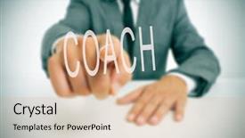  Presentation with psychology - Colorful PPT theme enhanced with sport psychology - businessman sitting in a desk backdrop and a coral colored foreground