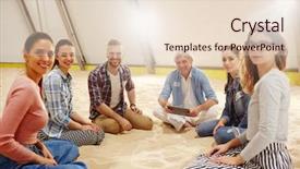  Presentation with circle callouts - Presentation theme featuring sport psychology - circle of successful participants background and a lemonade colored foreground