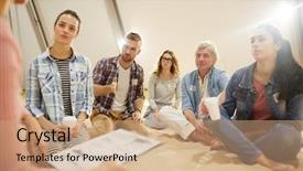  Presentation with motivation - Presentation theme consisting of sport psychology - participants of motivation session listening background and a coral colored foreground