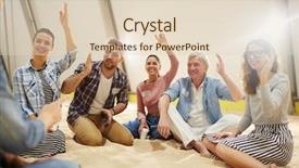  Presentation with sport psychology - Beautiful slide set featuring sport psychology - participants of seminar raising hands backdrop and a lemonade colored foreground