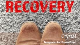  Presentation with sport psychology - PPT theme featuring sport psychology - recovery concept boots on asphalt background and a coral colored foreground