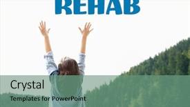  Presentation with facts and myths concept word - Presentation theme featuring sport psychology - recovery concept word rehab background and a seafoam green colored foreground