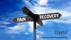  Presentation with sport psychology - Colorful PPT theme enhanced with sport psychology - rehabilitation concept guide post backdrop and a teal colored foreground