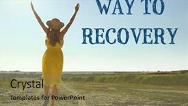  Presentation with recovery - Slide set having sport psychology - rehabilitation concept woman walking background and a coral colored foreground