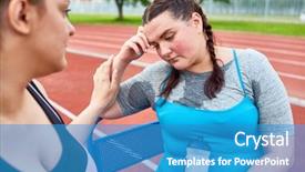  Presentation with sport psychology - Slide set enhanced with sport psychology - sad woman with bottle background and a teal colored foreground