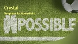  Presentation with possible - Colorful presentation design enhanced with sport psychology - soccer field with the text backdrop and a tawny brown colored foreground