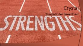  Presentation with sport psychology - PPT theme with sport psychology - strengths written on running track background and a coral colored foreground