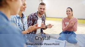  Presentation with baby girls christening - Presentation theme consisting of sport psychology - two girls applauding to speaker background and a light blue colored foreground