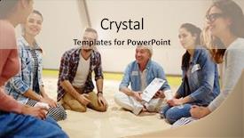  Presentation with circle - Slide set consisting of sport psychology - young trainees sitting in circle background and a lemonade colored foreground