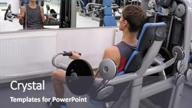  Presentation with club - PPT theme enhanced with sport rehabilitation - man in health club background and a gray colored foreground