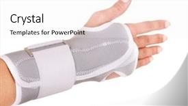  Presentation with trauma - Amazing theme having sport rehabilitation - trauma of wrist in brace backdrop and a white colored foreground