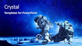  Presentation with astronaut - Amazing slide deck having sport science - astronaut play soccer game backdrop and a black colored foreground