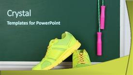  Presentation with school sport - Presentation theme enhanced with sport shoes and skipping rope background and a ocean colored foreground