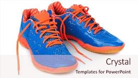  Presentation with sport - Slides having sport shoes isolated on white background and a lemonade colored foreground