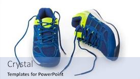  Presentation with sport - Beautiful presentation design featuring sport-shoes-isolated-on-white backdrop and a teal colored foreground