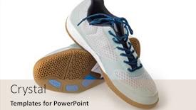  Presentation with sport - Beautiful presentation theme featuring sport-shoes-isolated-on-white backdrop and a coral colored foreground