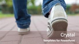  Presentation with pavement - Presentation theme enhanced with sport shoes on pavement background and a gray colored foreground