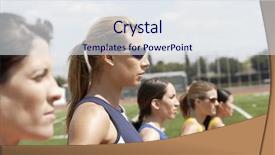 Presentation with athletes - Amazing presentation theme having sport side - female athletes lining up backdrop and a sky blue colored foreground
