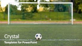  Presentation with goal ball - PPT theme with sport soccer and game - ball background and a tawny brown colored foreground