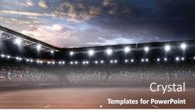  Presentation with stadium - Audience pleasing slides consisting of sport-stadium-in-lights-mixed backdrop and a violet colored foreground