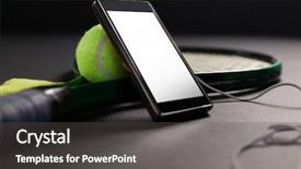  Presentation with mobile technology - Theme featuring sport technology - close up of mobile phone background and a dark gray colored foreground