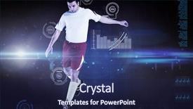  Presentation with football blue - PPT layouts consisting of sport technology - football player in white kicking background and a navy blue colored foreground