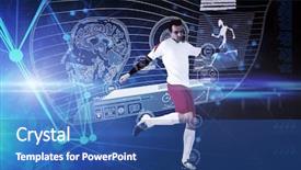  Presentation with football - Audience pleasing slides consisting of sport technology - football player in white kicking backdrop and a  colored foreground