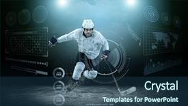  Presentation with ice hockey - Beautiful presentation theme featuring sport technology - ice hockey player backdrop and a ocean colored foreground