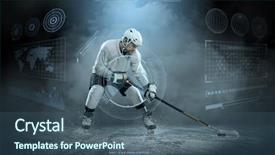  Presentation with ice hockey - PPT theme featuring sport technology - ice hockey player background and a ocean colored foreground