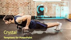  Presentation with interface - Slides having sport technology - man doing push ups background and a tawny brown colored foreground