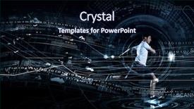  Presentation with running - Presentation design featuring sport technology - young running man against digital background and a wine colored foreground